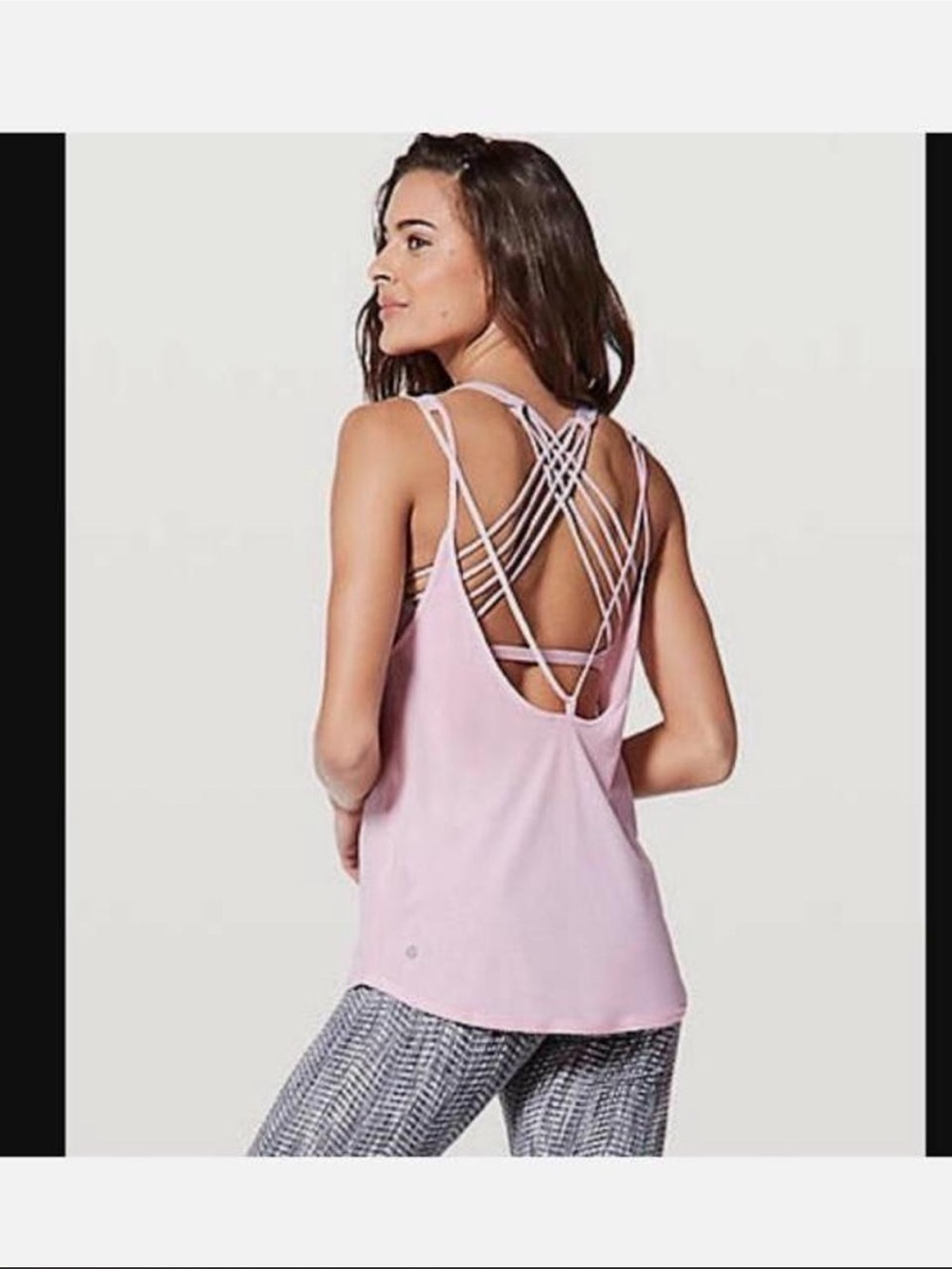 Lululemon Let It Slip Tank with Criss Cross Back Detailing in Butter Pink